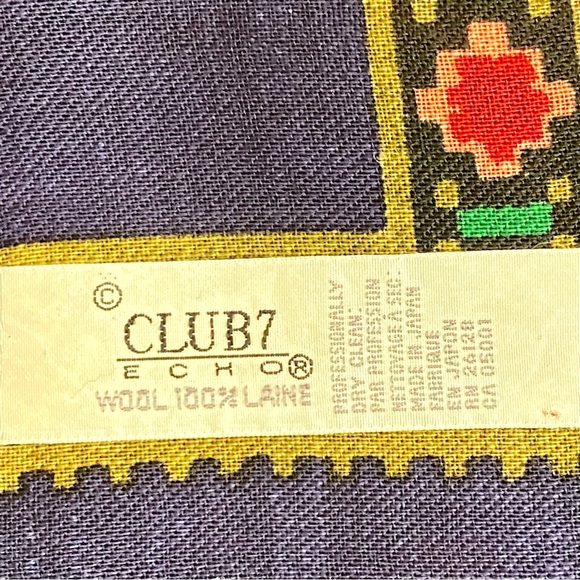 Vintage *Club 7 Echo* Scarf/Shawl/Wrap 100% Wool Made in Japan - Picture 9 of 9